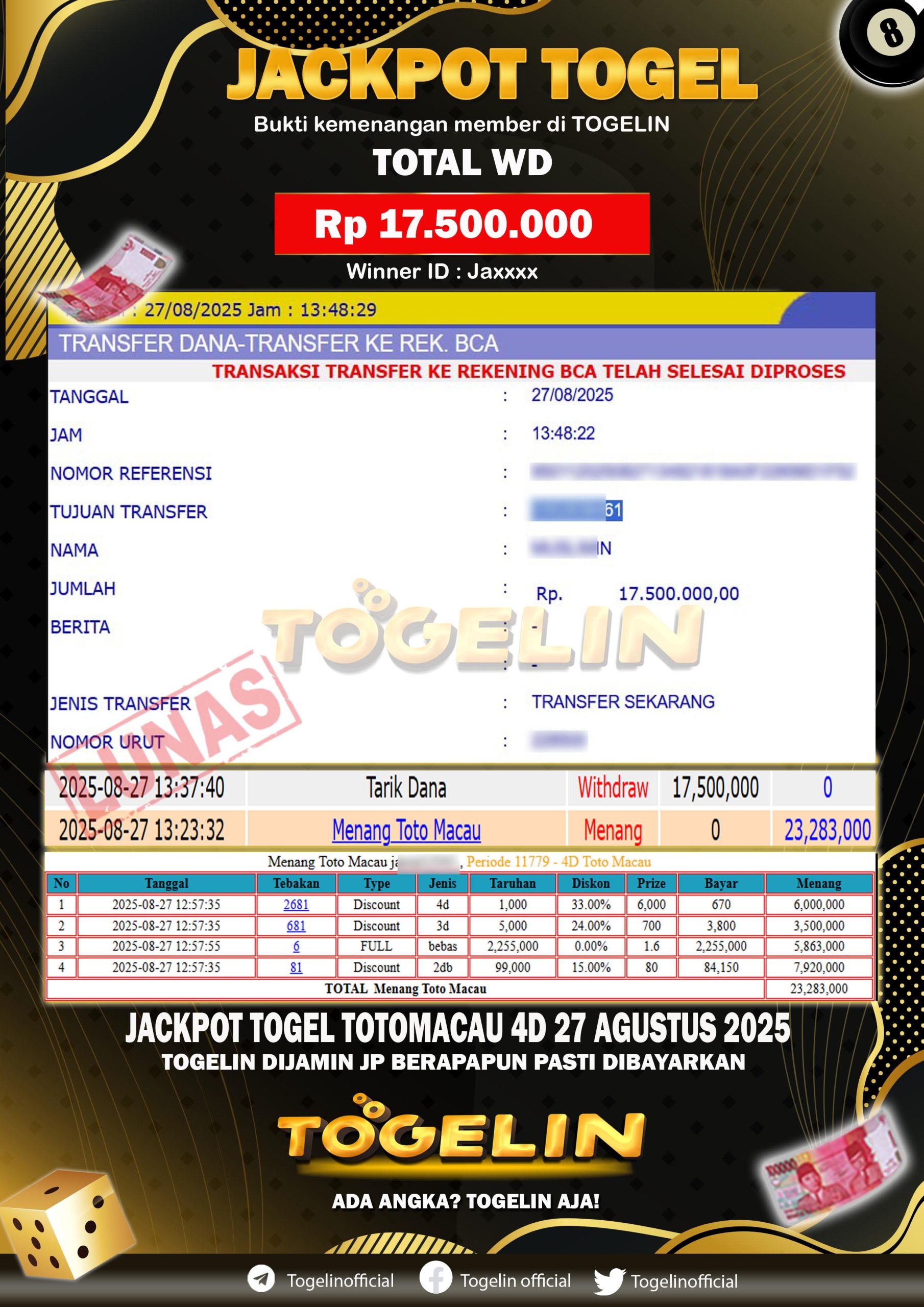BUKTI JP TOGELIN 27 AGUSTUS 2025