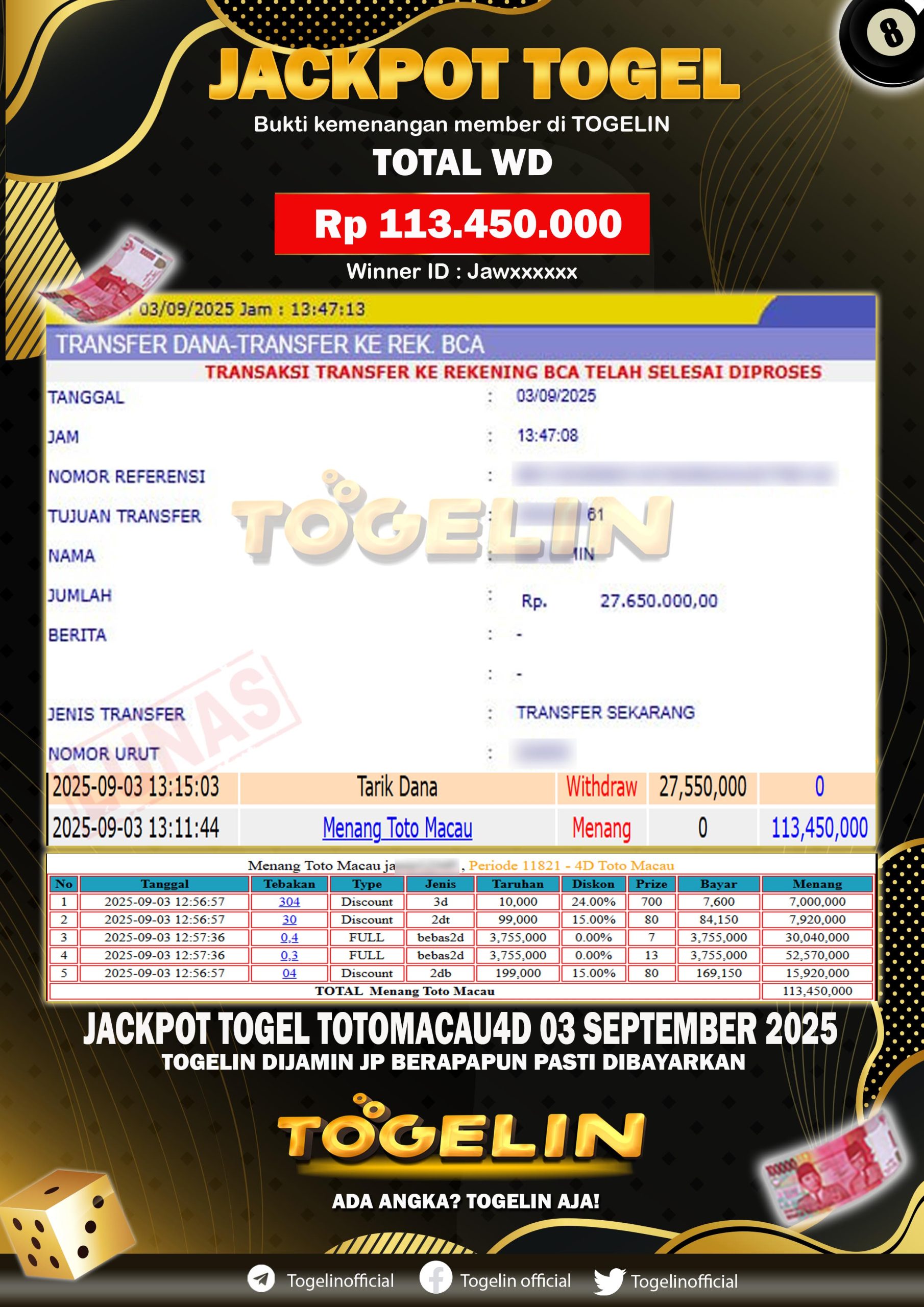 BUKTI JP TOGELIN 03 SEPTEMBER 2025