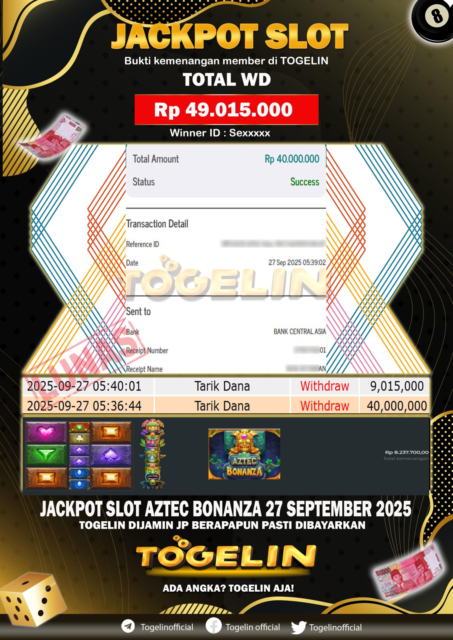 BUKTI JP TOGELIN 27 SEPTEMBER 2025