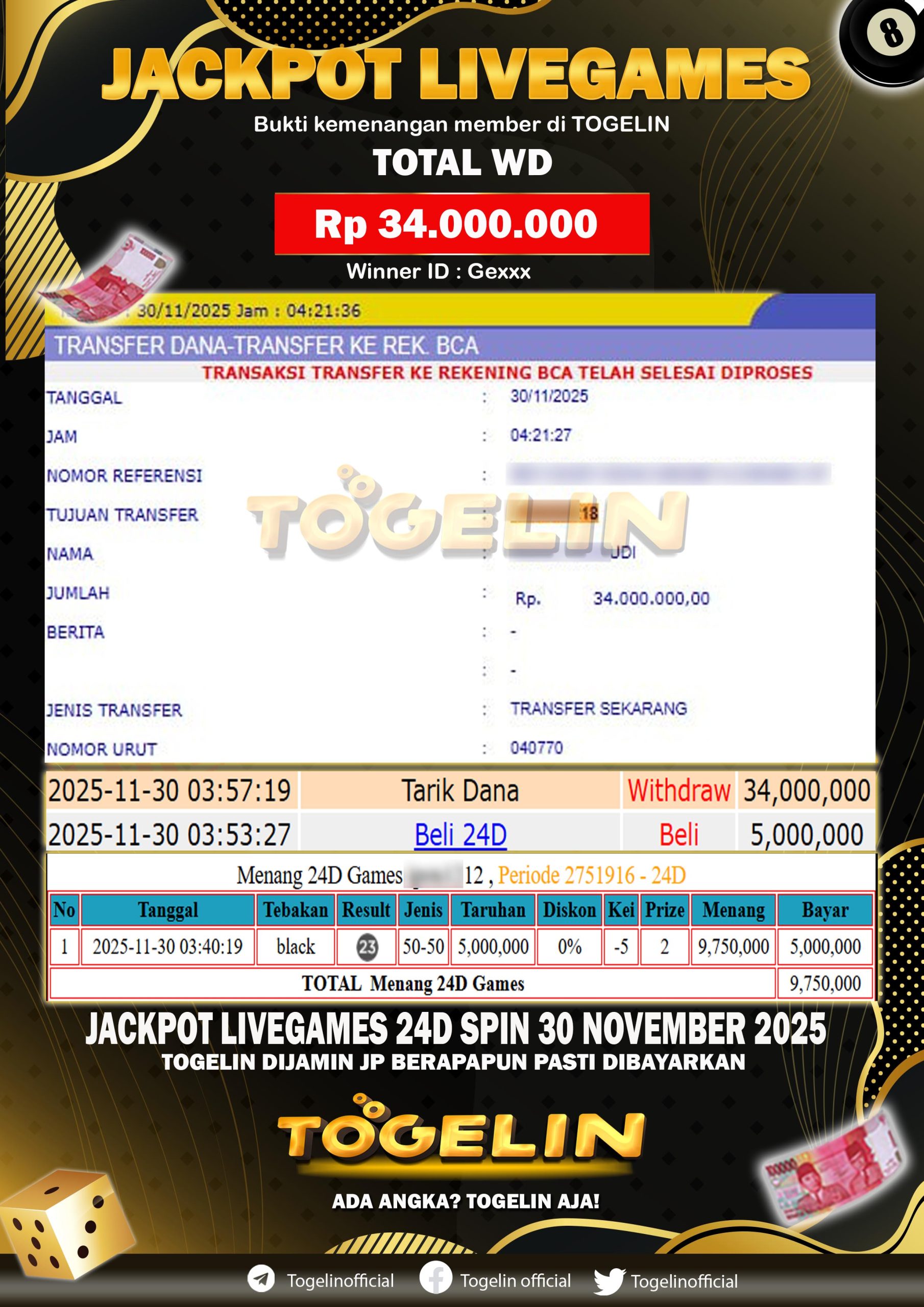 BUKTI JP TOGELIN 30 NOVEMBER 2025